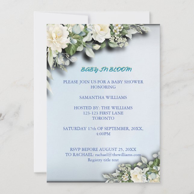 Baby in Bloom Floral Baby Shower Invitation (Front)