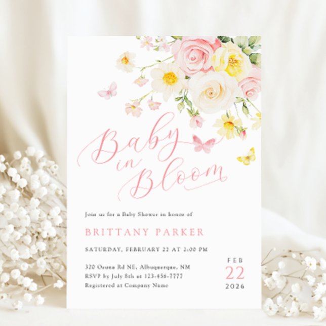 Baby in Bloom Floral Baby Shower Invitation (Creator Uploaded)