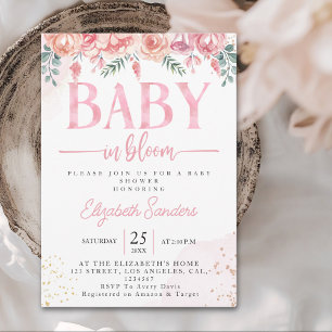 Baby in Bloom Floral Baby Shower – Pink Roses Invitation