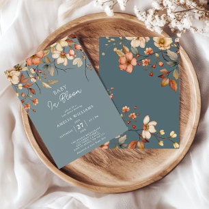 Baby In Bloom Floral Baby Shower Soft Blue Invitation