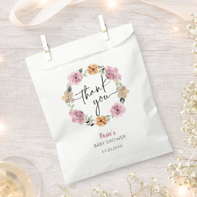 Baby In Bloom Floral Baby Shower Thank You Favour Bags (Clipped)