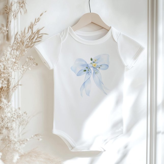 Baby in Bloom Floral Blue bow Baby Shower Baby Bodysuit (Creator Uploaded)