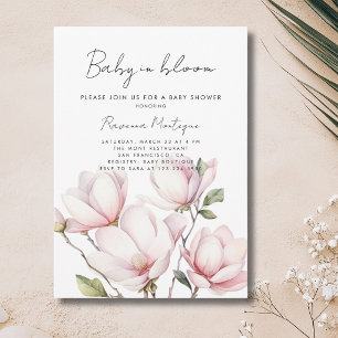Baby in Bloom Floral Blush Magnolia Baby Shower  Invitation