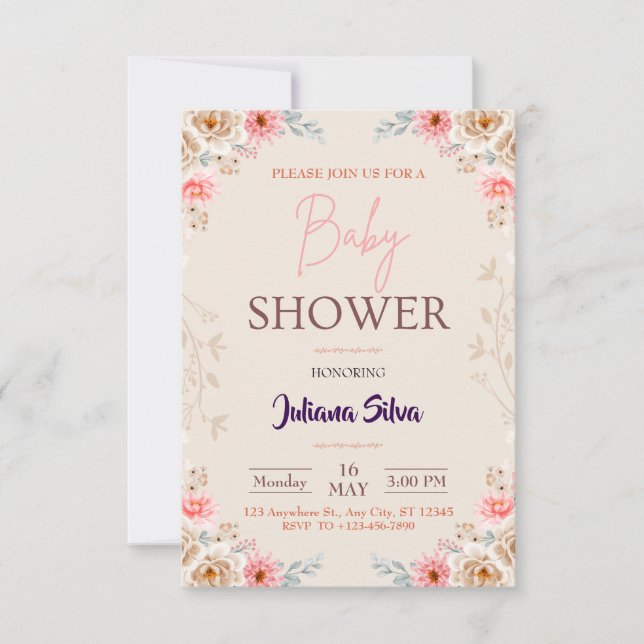 Baby In Bloom Floral Boho Baby Shower Invitation (Front)