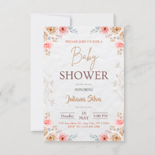 Baby In Bloom Floral Boho Baby Shower Invitation
