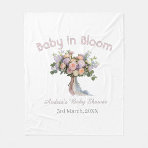 baby in bloom floral bouque baby shower retro pink fleece blanket