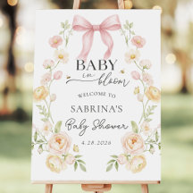 Baby In Bloom Floral Bow Baby Shower Welcome