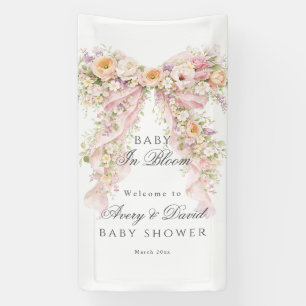 Baby in bloom Floral Bow Girl Baby Shower  Banner