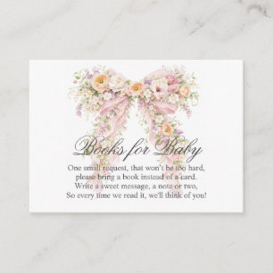 Baby in bloom Floral Bow Girl Baby Shower Books Enclosure Card