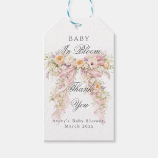 Baby in bloom Floral Bow Girl Baby Shower  Gift Tags