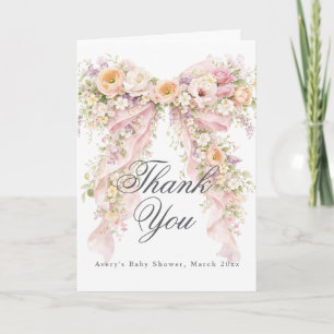 Baby in bloom Floral Bow Girl Baby Shower  Thank You Card