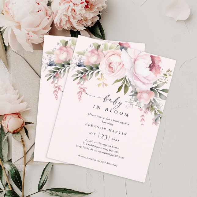 Baby in Bloom Floral Budget Baby Shower Invitation (Creator Uploaded)