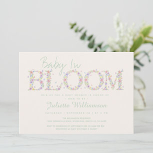 Baby In Bloom Floral Butterfly Girl Baby Shower Invitation