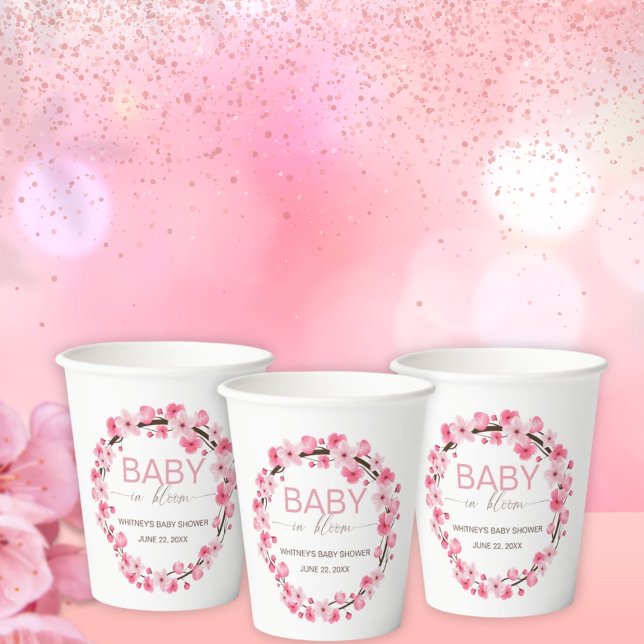 Baby in Bloom Floral Cherry Blossom Paper Cups (Creator Uploaded)
