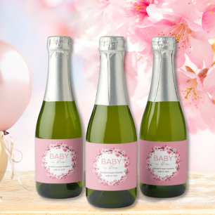 Baby in Bloom Floral Cherry Blossom  Sparkling Wine Label