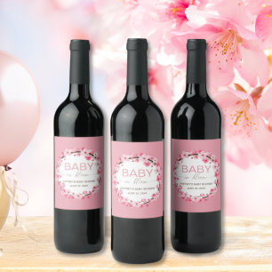 Baby in Bloom Floral Cherry Blossom Wine Label