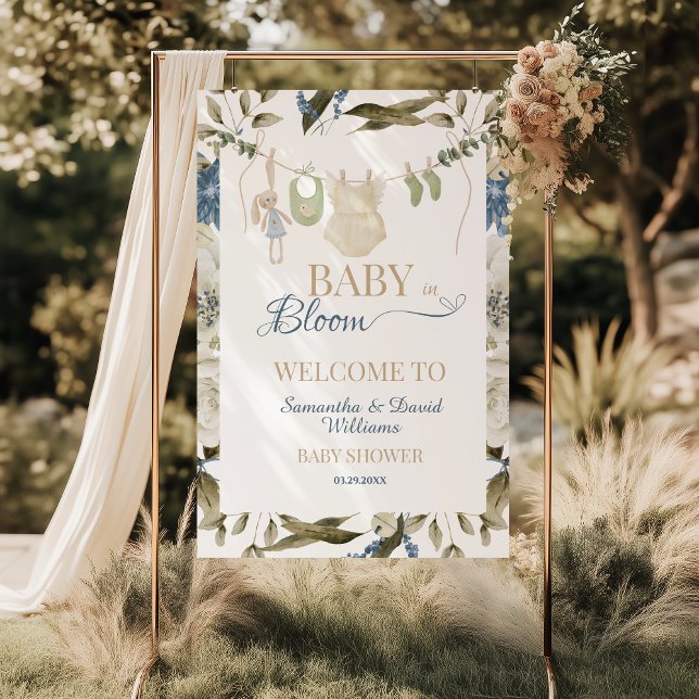Baby in Bloom Floral Clothesline Baby Shower Poster (Creator Uploaded)