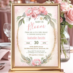 Baby In Bloom Floral Elegant Pink Girl Baby Shower Invitation
