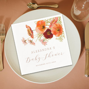 Baby in Bloom Floral Fall Baby Shower Custom Napkin