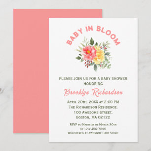 Baby In Bloom Floral Flowers Botanical Baby Shower Invitation