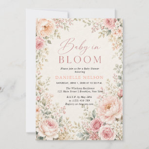 Baby in Bloom Floral Flowers Girl Baby Shower Invitation