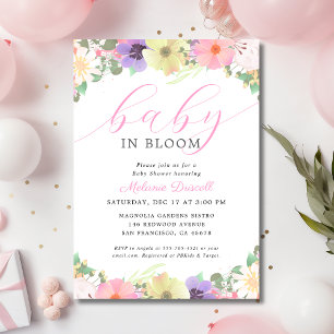 Baby In Bloom Floral Garden Baby Girl Shower Invitation