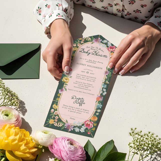 Baby in Bloom Floral Garden Greenhouse Baby Shower All In One Invitation (Baby in Bloom Floral Garden Greenhouse Baby Shower All In One Invitation)