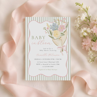 Baby in Bloom Floral Girl Baby Shower Invitation