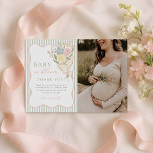 Baby in Bloom Floral Girl Baby Shower Photo Thank You Card