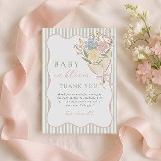 Baby in Bloom Floral Girl Baby Shower Thank You Card