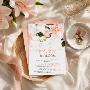 Baby in Bloom floral lilies girl baby shower Invitation