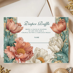 Baby in Bloom Floral Shower Diapper Raffle Enclosure Card