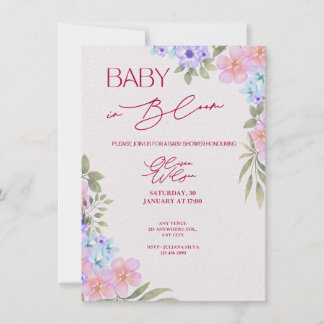 Baby in Bloom Floral Watercolor Baby Shower Invita Invitation