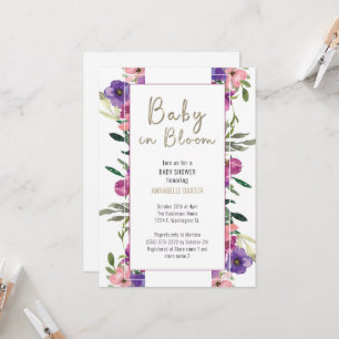 Baby in Bloom Floral Watercolor Baby Shower Invitation