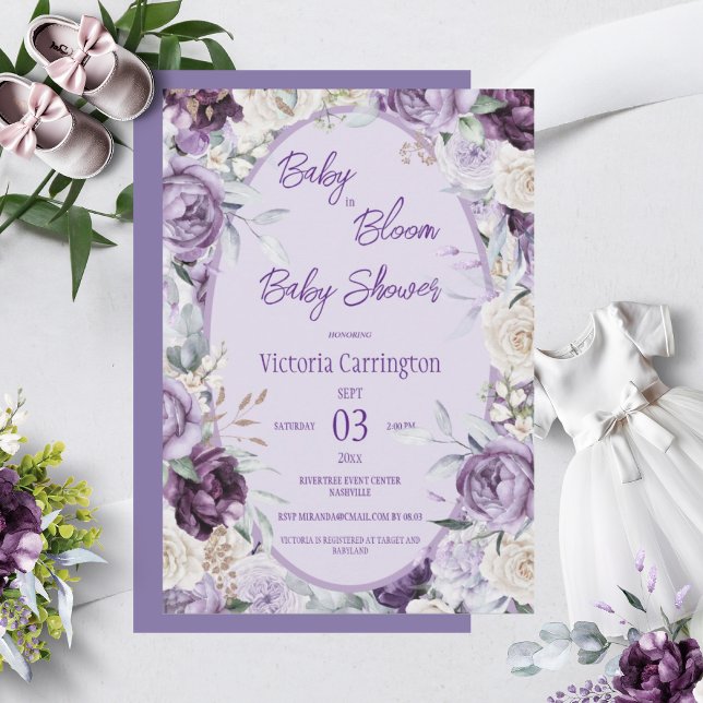 Baby in Bloom Floral Watercolor Baby Shower Invitation (Creator Uploaded)
