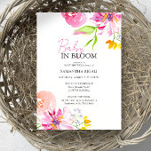 Baby In Bloom Floral Watercolor Shower Invitation