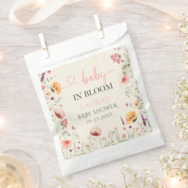 Baby In Bloom Floral Wildflower Baby Shower Favour Bags (Clipped)