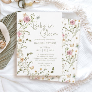 Baby in Bloom Floral Wildflower Baby Shower Invitation