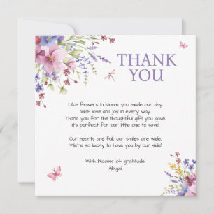 BABY IN BLOOM FLORAL WILDFLOWERS BABY SHOWER THANK YOU CARD