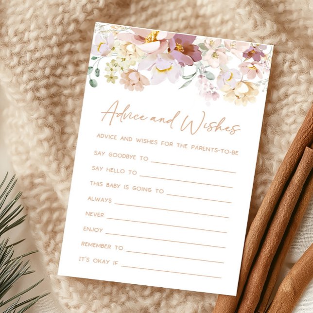 Baby in Bloom Florals Advice and Wishes Game (Spring Wildflower Baby Shower Advice and Wishes Game)