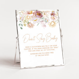 Baby in Bloom Florals Baby Shower Don't Say Baby Poster