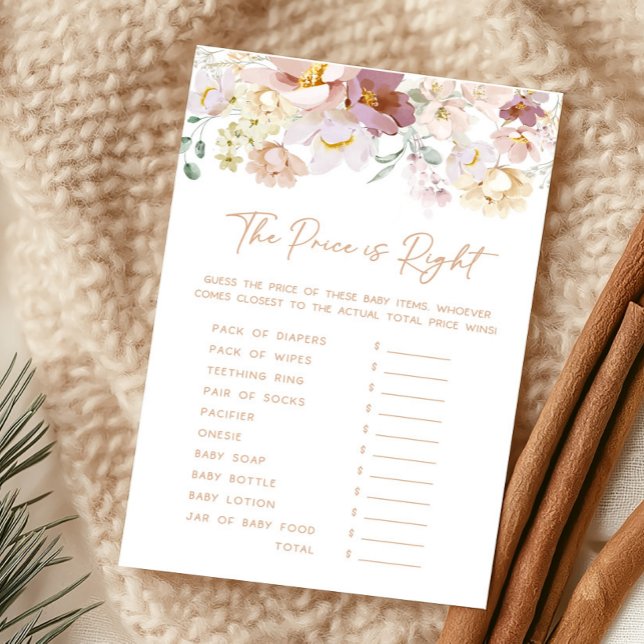 Baby in Bloom Florals The Price is Right Game (Spring Wildflower Baby Shower The Price is Right Game)
