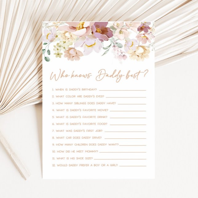 Baby in Bloom Florals Who knows Daddy Best Game (Spring Wildflower Baby Shower Who knows Daddy Best Game)