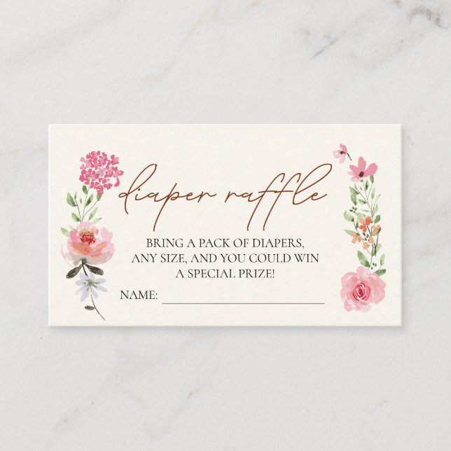 Baby in bloom Flower Baby shower diaper raffle Enclosure Card (Front)