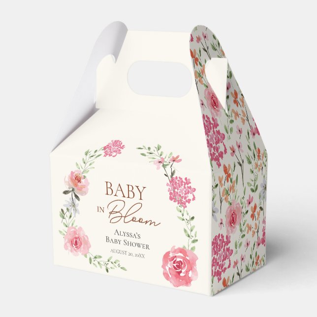 Baby In Bloom Flower Themed Boho Baby Shower Favour Box (Back Side)