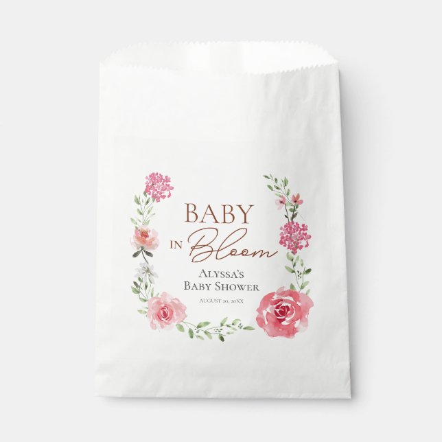 Baby In Bloom Flower Themed Custom Baby Shower Favour Bags (Front)