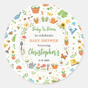 Baby in Bloom Garden Baby Shower   Cute Floral  Classic Round Sticker