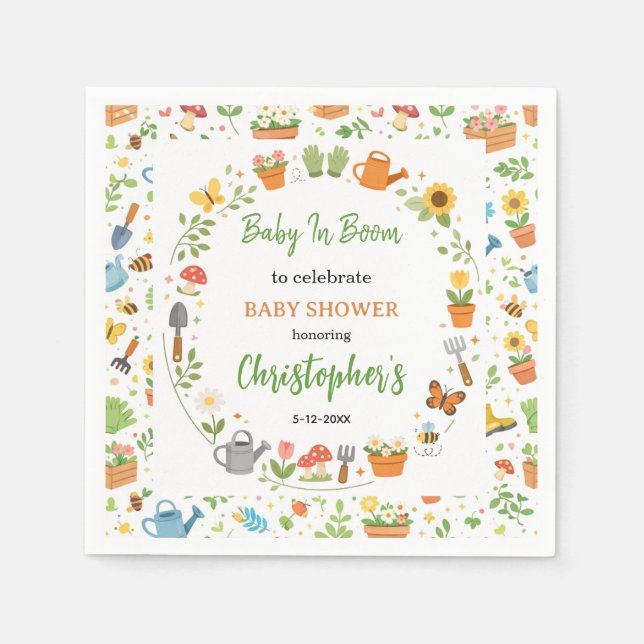 Baby in Bloom Garden Baby Shower | Cute Floral  Napkin (Front)