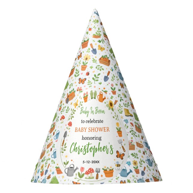 Baby in Bloom Garden Baby Shower | Cute Floral  Party Hat (Front)