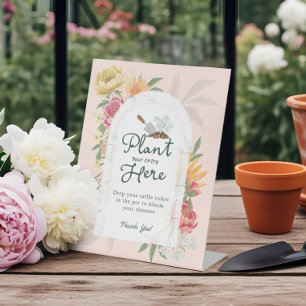 Baby in Bloom Garden Baby Shower Diaper Raffle Pedestal Sign